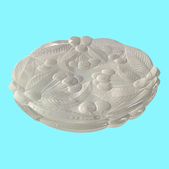 2 Mikasa Bountiful Raised Cherries Frosted Glass Individual Salad Plates 8” - Picture 1 of 8